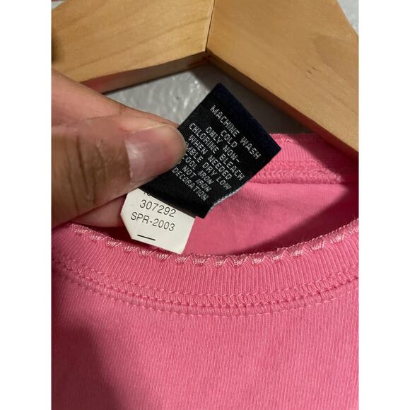 Vintage GAP Juniors Baby Tee XXL Pink Butterfly Embroidered Stretch Cropped 2003 - Picture 3 of 8